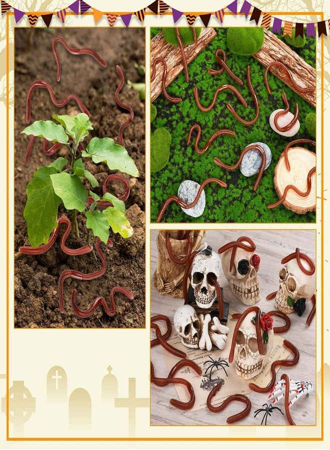 HLARTNET 20 Pcs Fake Earthworm - Soft Stretchy Rubber Earthworm Lifelike Plastic Worm Trick for Halloween April Fool's Day Party Decoration, 7 Inch - Image 5